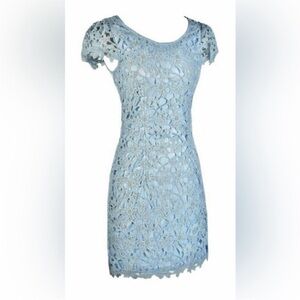Alice + Olivia Sky Blue Lace Mini Dress, US2
